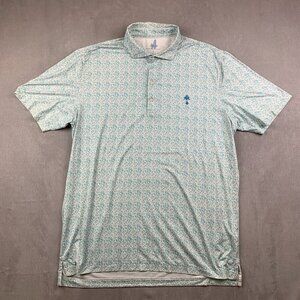 Johnnie-O Mens Shirt Large Malibu Blue Kilmer Polo Featherweight UPF50 Drinks